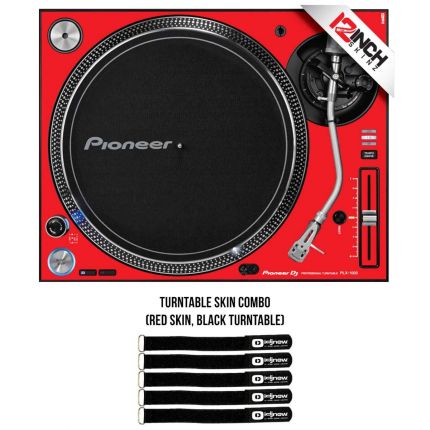 Pioneer PLX-1000 High Torque Direct Drive DJ Turntable with Red Overlay Kit Package