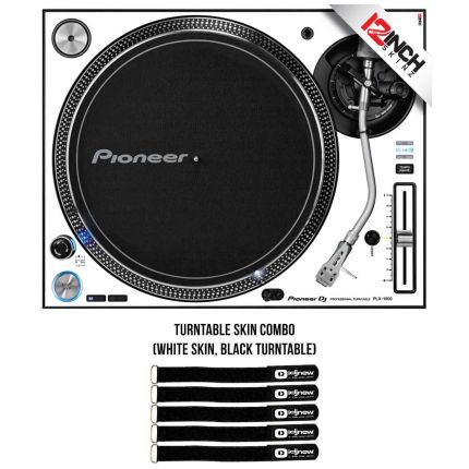 Pioneer PLX-1000 High Torque Direct Drive DJ Turntable with White/Black Overlay Kit Package