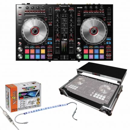Pioneer DJ DDJ-SR2 2-Channel Serato DJ Controller with Chrome and Silver Flight Case Package