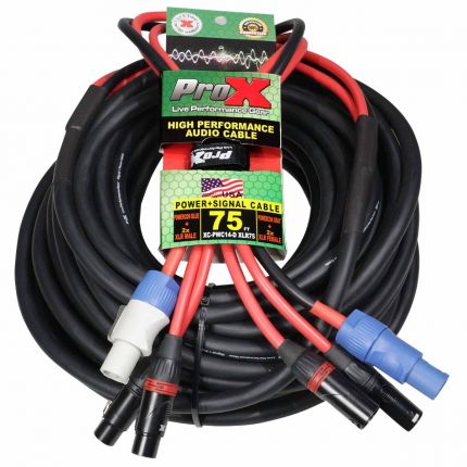 ProX XC-PWC14-DXLR75 75 FT Jumper PowerCon and Dual XLR Link Cable