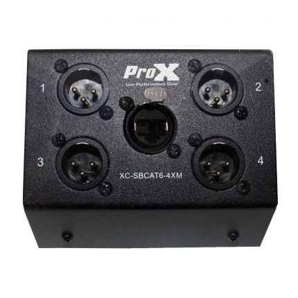 ProX XC-SBCAT6-4XM 4 Channel CAT5 Portable XLR Snake Box with (4) XLR Male Connectors and Phantom Power Support