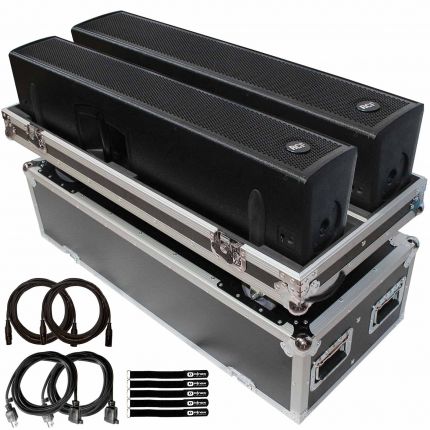 RCF NX L24-A Active 4x 6" 2-Way Column Array Speaker System Duo Package with ATA Flight Case