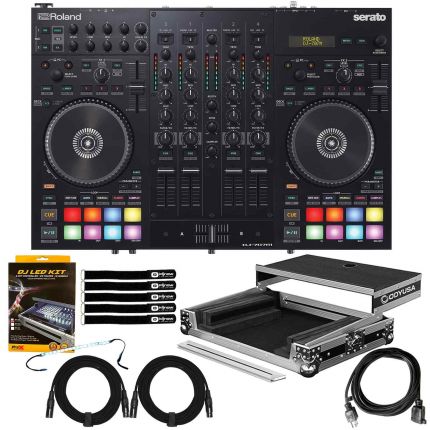 Roland DJ-707M 4-Channel Serato DJ Pro Controller with Odyssey Universal Small Controller Case Package