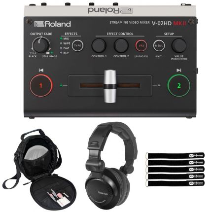 Roland V-02HD MK II HD Streaming Video Mixer with Headphones Package