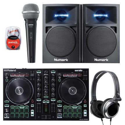 Roland DJ-202 DJ Controller with Numark N-Wave 360 Monitor Speakers