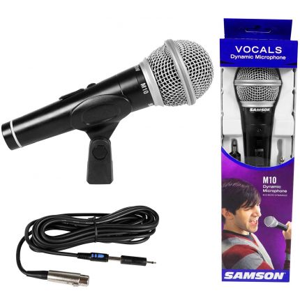 Samson M10 Handheld Dynamic Vocal Microphone with Detachable 1/4" XLR Cable and Mic Clip