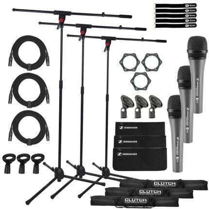 Sennheiser 3-PACK-E-835-S Handheld Microphone Set with Microphone Boom Stands Package