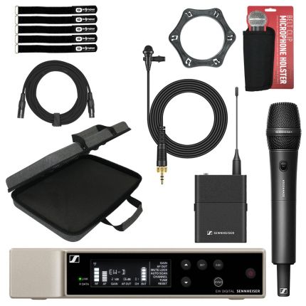 Sennheiser EW-DME2/835-SSETR4-9 Digital Wireless Lavalier/Vocal Combo Set with EVA Case & Mic Accessories Package