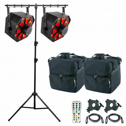 Chauvet DJ Swarm Wash FX 4-in-1 LED Effect Light w/Laser & Strobe & Remote Duo Package with Stand small image