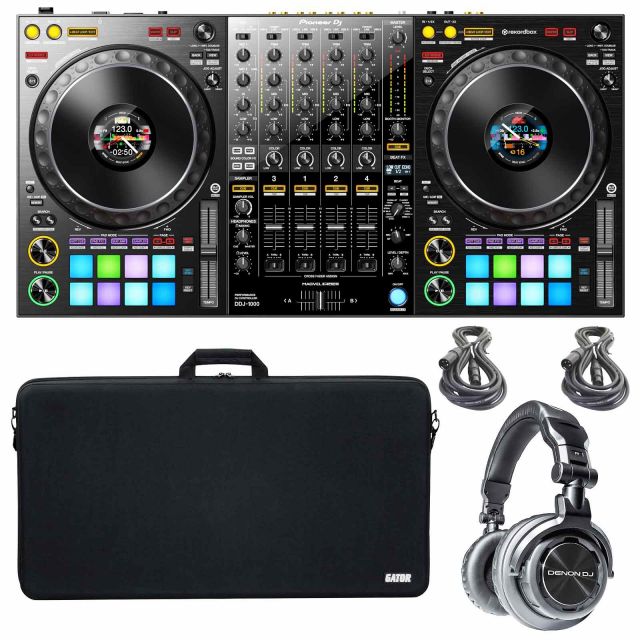 Pioneer DDJ-1000 4-Chan Club Style rekordbox DJ Pro Controller w 2U Case & Lock