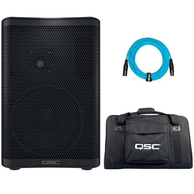 QSC CP8 8 Compact Powered Loudspeaker & CP8 Soft Padded Tote Bag for CP8 Speakers 